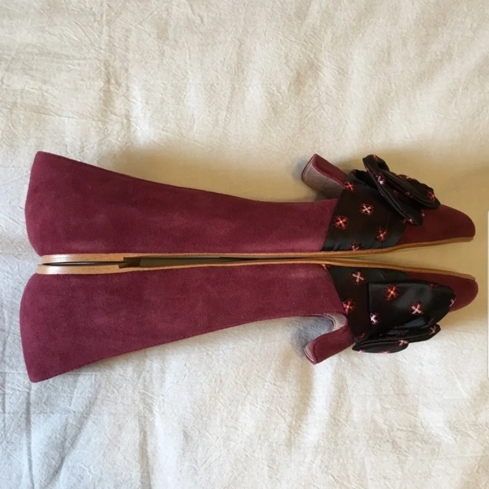 🫟 Anthropologie - Burgundy Suede Flats, Sz 11 (NIB) - Picture 7 of 8